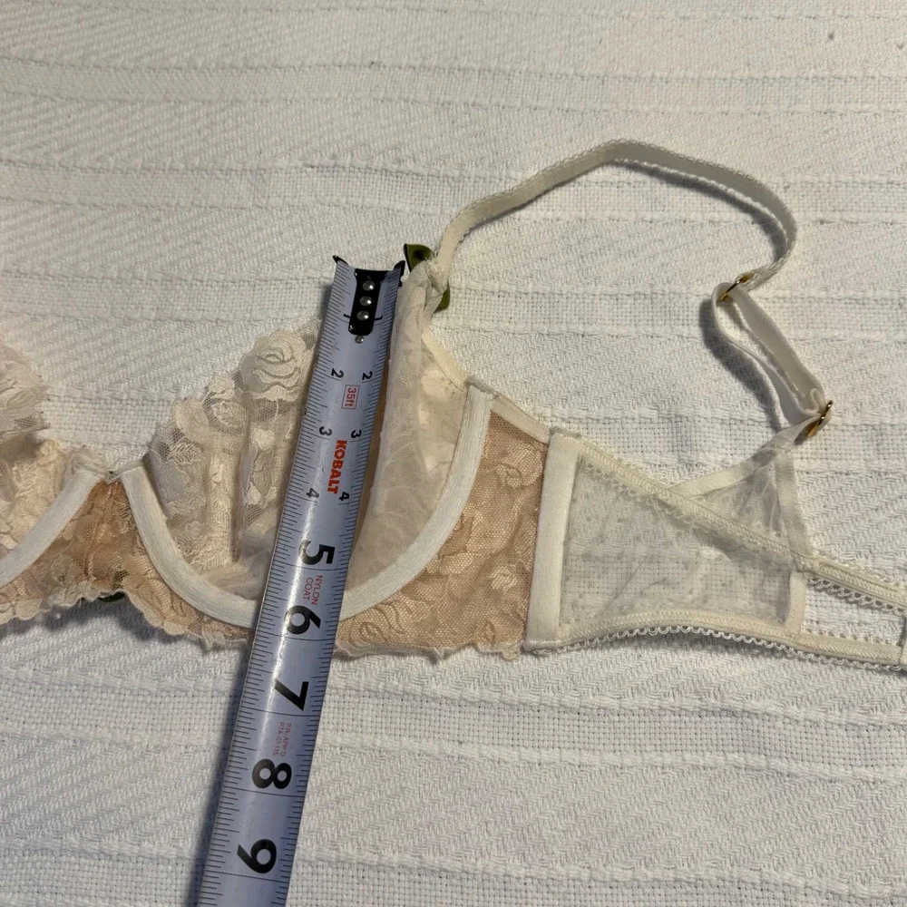 For Love & Lemons Sweetheart Floral Rose Lace Bra‎ White Cream Bridal Lingerie S